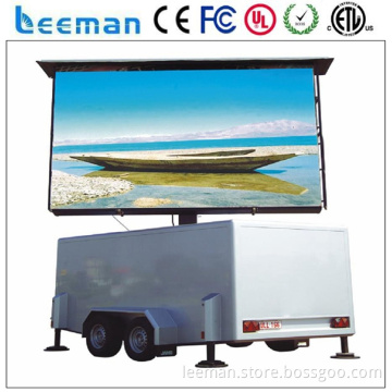 trailer mounted led display bottled water dispensing pump system Leeman P10 mobile truck led tv screen